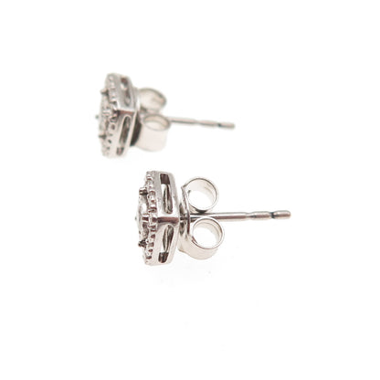 925 Sterling Silver Real Round-Cut Diamond Stud Earrings