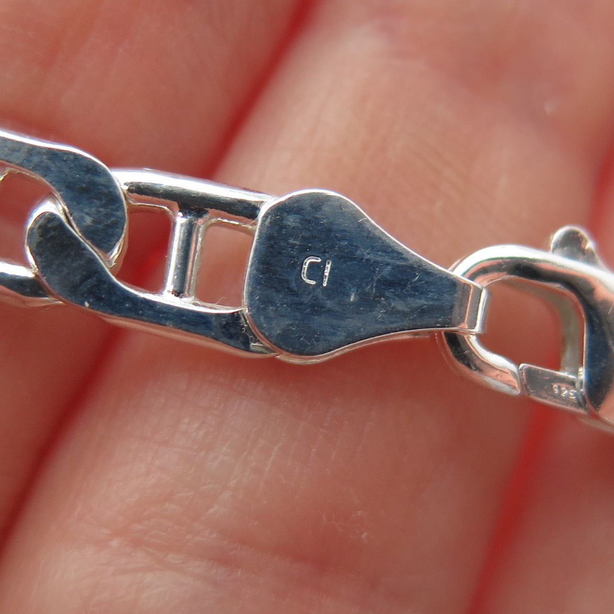 925 Sterling Silver Vintage Italy Anchor Mariner Chain Necklace 18"
