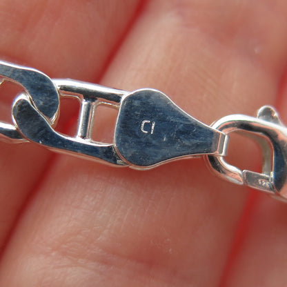 925 Sterling Silver Vintage Italy Anchor Mariner Chain Necklace 18"