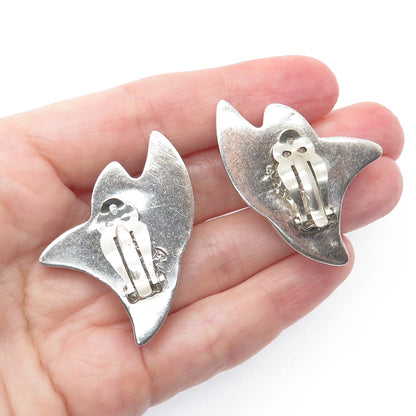 FRANCISCO RIVERA 925 Sterling Silver Vintage Mexico Modernist Clip On Earrings