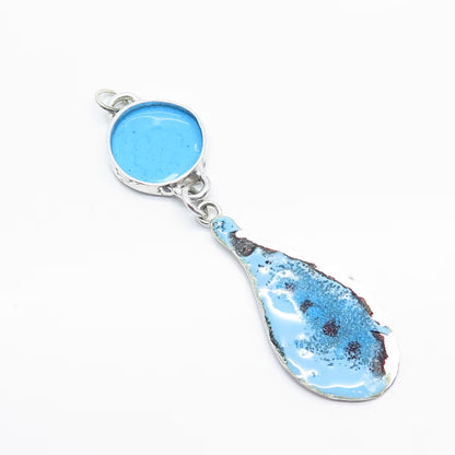 925 Sterling Silver Vintage Koko Blue Enamel Pendant
