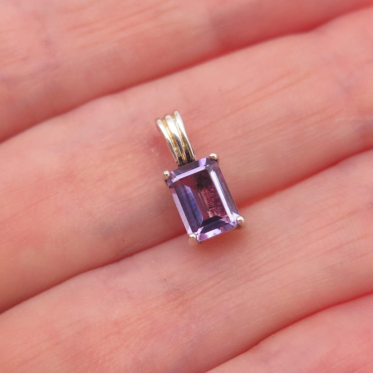 Charles Winston 925 Sterling Silver Vintage Real Amethyst Charm Pendant