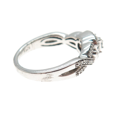 925 Sterling Silver Real Round-Cut Diamond Infinity Promise Ring Size 7