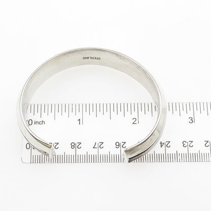 925 Sterling Silver Vintage Modernist Oxidized Adjustable Cuff Bracelet 6.75"