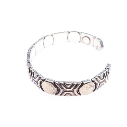 925 Sterling Silver Vintage PR Italy Modernist Oxidized Adjustable Bracelet 8"