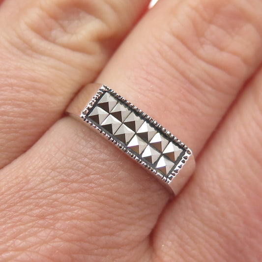 925 Sterling Silver Vintage Real Marcasite Ring Size 8