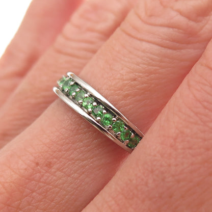Monica Jain 925 Sterling Silver Vintage Real Round-Cut Peridot Band Ring Size 7