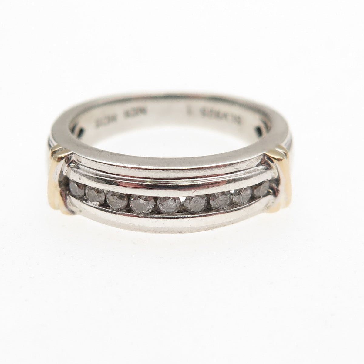 SLV Sadye L Vassil 925 Sterling Silver Real Round-Cut Diamond Ring Size 5
