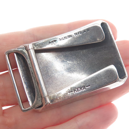 WILLIAM B. KERR 925 Sterling Antique Art Deco WLP Initial Oxidized Belt Buckle