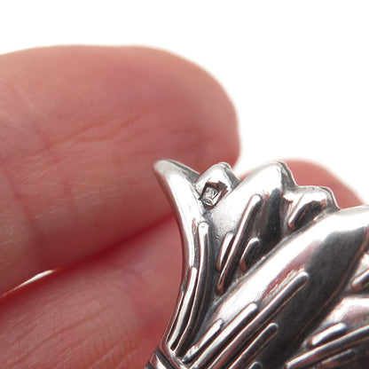 800 Silver Vintage Egyptian Lotus Flower Oxidized Charm Pendant