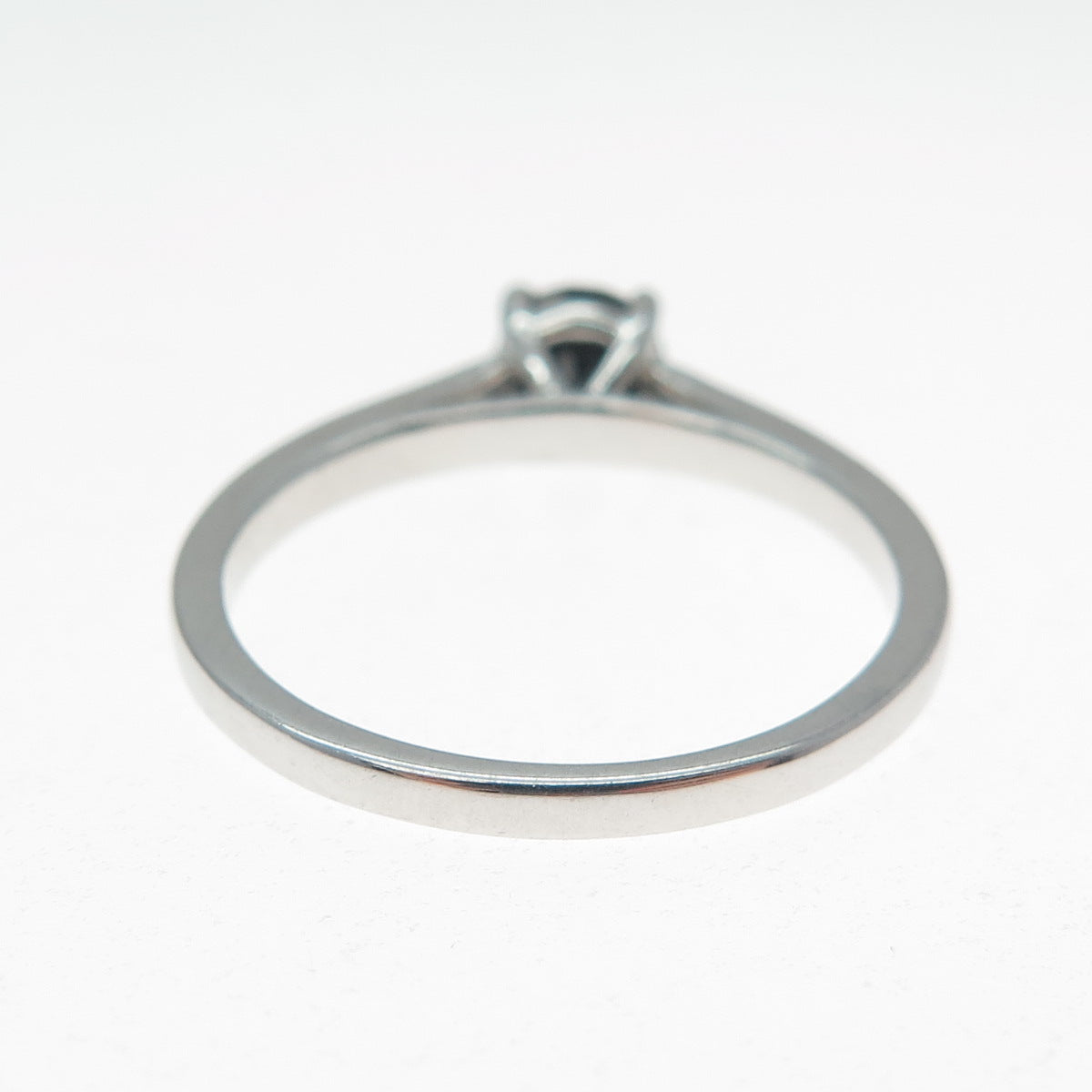 925 Sterling Silver Real Round-Cut Black Diamond Ring Size 9.25