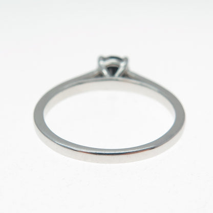 925 Sterling Silver Real Round-Cut Black Diamond Ring Size 9.25