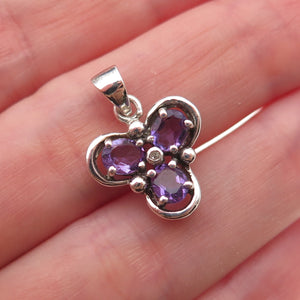 RJ Graziano 925 Sterling Silver Real Diamond & Amethyst Charm Pendant
