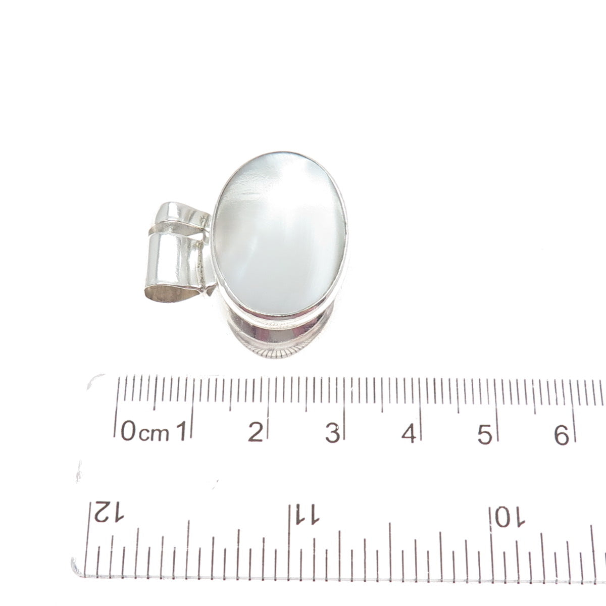 925 Sterling Silver Vintage Real Mother-of-Pearl Modernist Pendant
