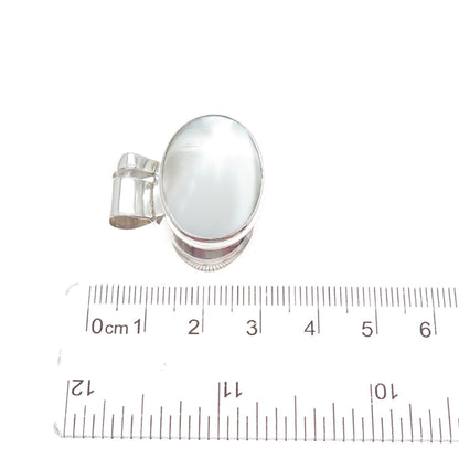 925 Sterling Silver Vintage Real Mother-of-Pearl Modernist Pendant