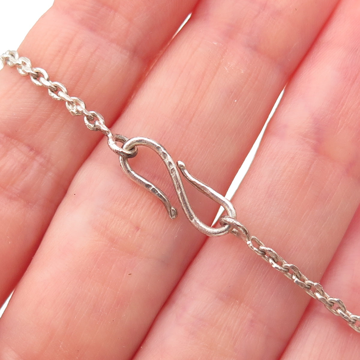 925 Sterling Silver Vintage Real Amethyst Floral Cable Chain Necklace 18"