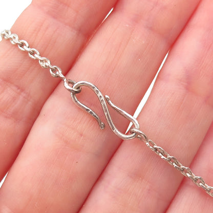 925 Sterling Silver Vintage Real Amethyst Floral Cable Chain Necklace 18"