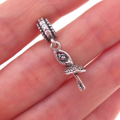 Pandora 925 Sterling Silver C Z Ballerina Dangle Charm