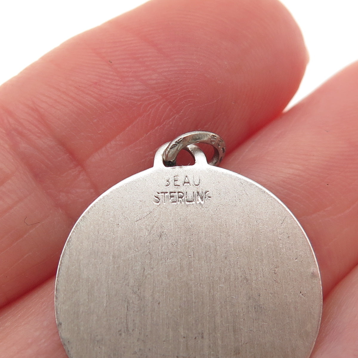 BEAU 925 Sterling Silver Vintage Merry Christmas Oxidized Charm Pendant