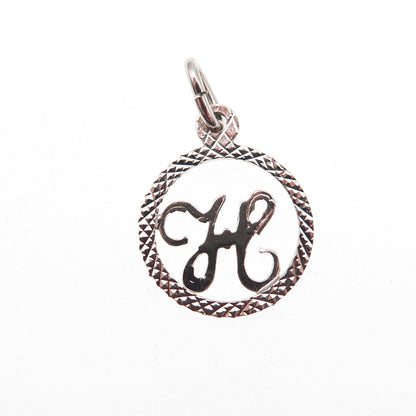 925 Sterling Silver Italy Diamond-Cut Letter H Initial Mini Charm Pendant