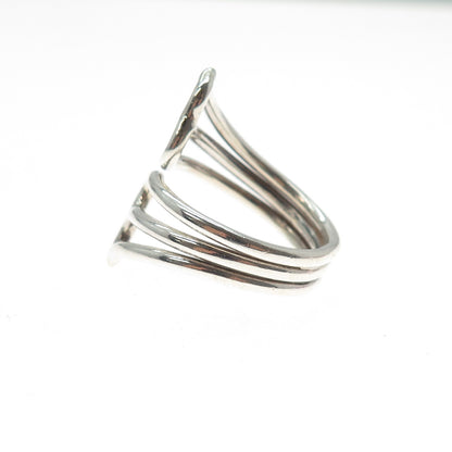 925 Sterling Silver Vintage Modernist Adjustable Ring Size 9