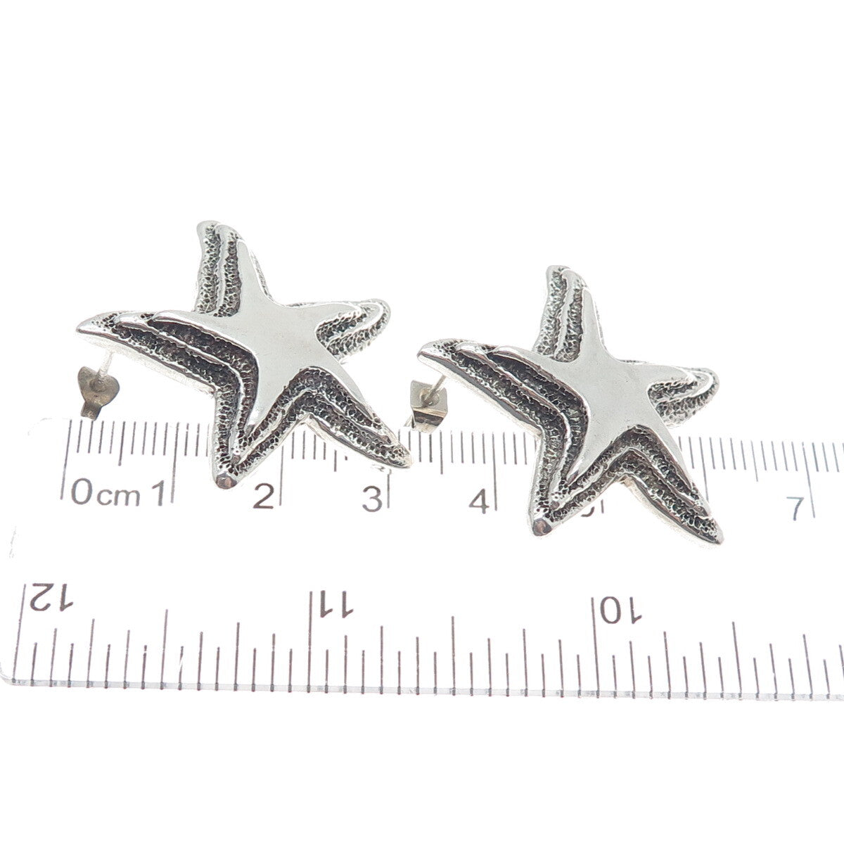 925 Sterling Silver Vintage Mexico Starfish Oxidized Earrings