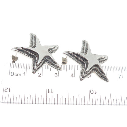 925 Sterling Silver Vintage Mexico Starfish Oxidized Earrings