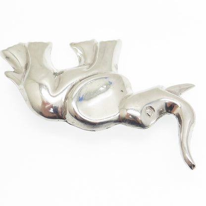925 Sterling Silver Vintage Mexico Elephant Pin Brooch