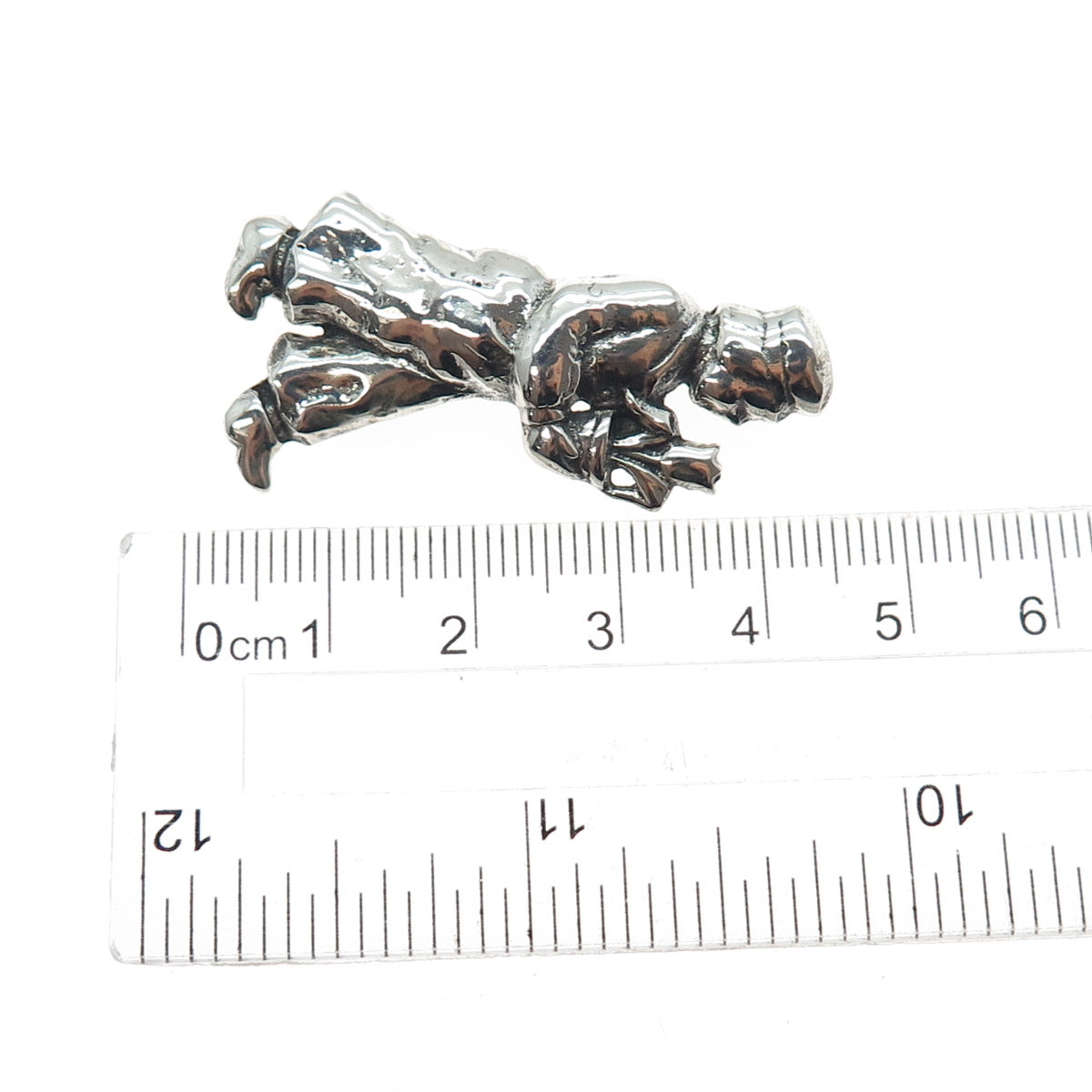 925 Sterling Silver Antique Art Deco Man w/ Tulip Flower Oxidized Pin Brooch