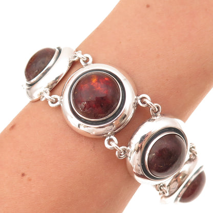 Niels Erik From 925S Sterling Silver Vintage Denmark Amber Modernist Bracelet 7"