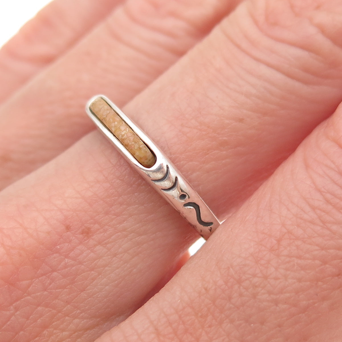 Carolyn Pollack 925 Sterling Silver Vintage Real MOP Inlay Stackable Ring Size 8