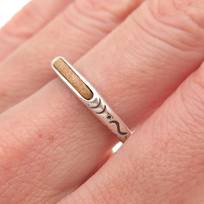 Carolyn Pollack 925 Sterling Silver Vintage Real MOP Inlay Stackable Ring Size 8