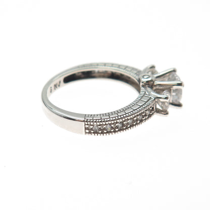 925 Sterling Silver Round-Cut C Z Engagement Ring Size 6.25