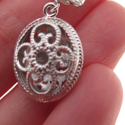Han 925 Sterling Silver Real Round-Cut Diamond Floral Dangle Earrings