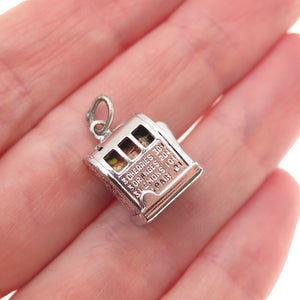 925 Sterling Silver Antique Art Deco Casino Slot Machine 3D Mini Charm Pendant