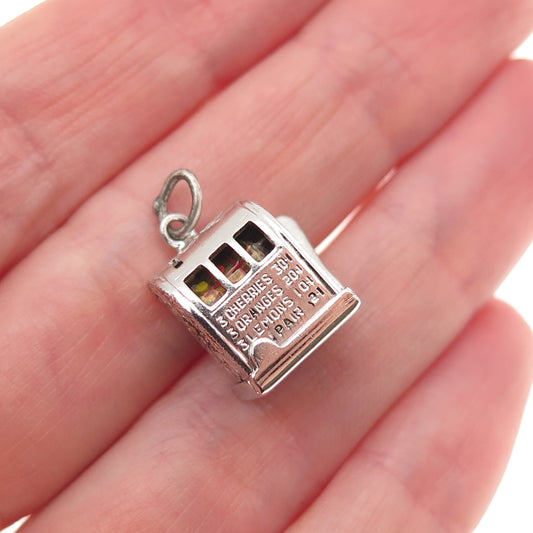 925 Sterling Silver Antique Art Deco Casino Slot Machine 3D Mini Charm Pendant