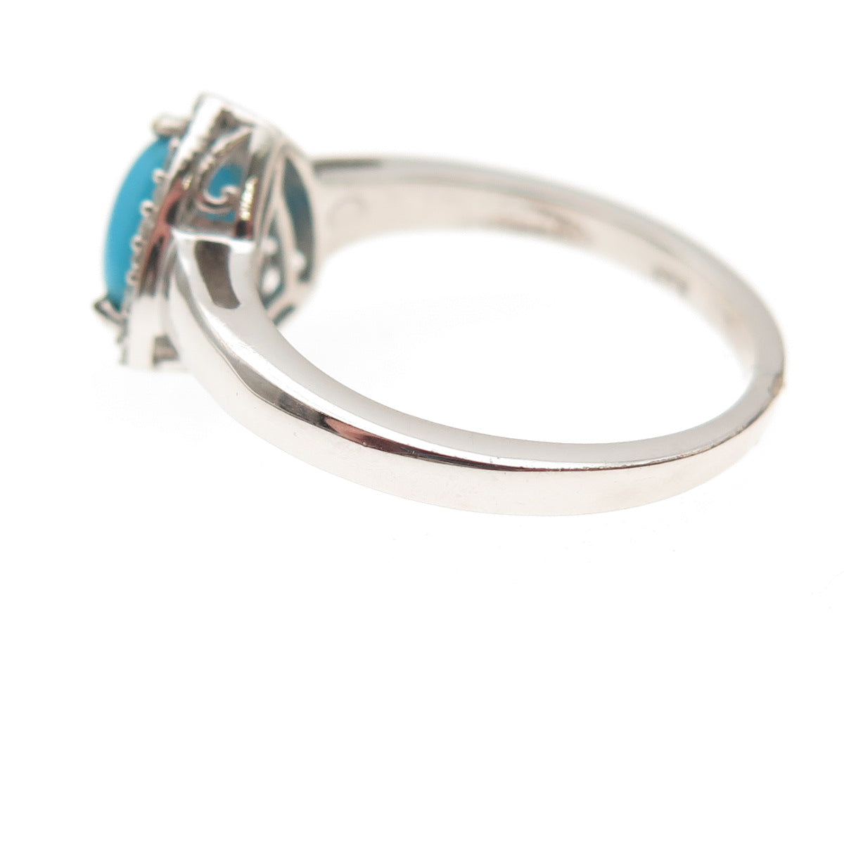 Chuck Clemency 925 Sterling Silver Real Turquoise & White Topaz Ring Size 8