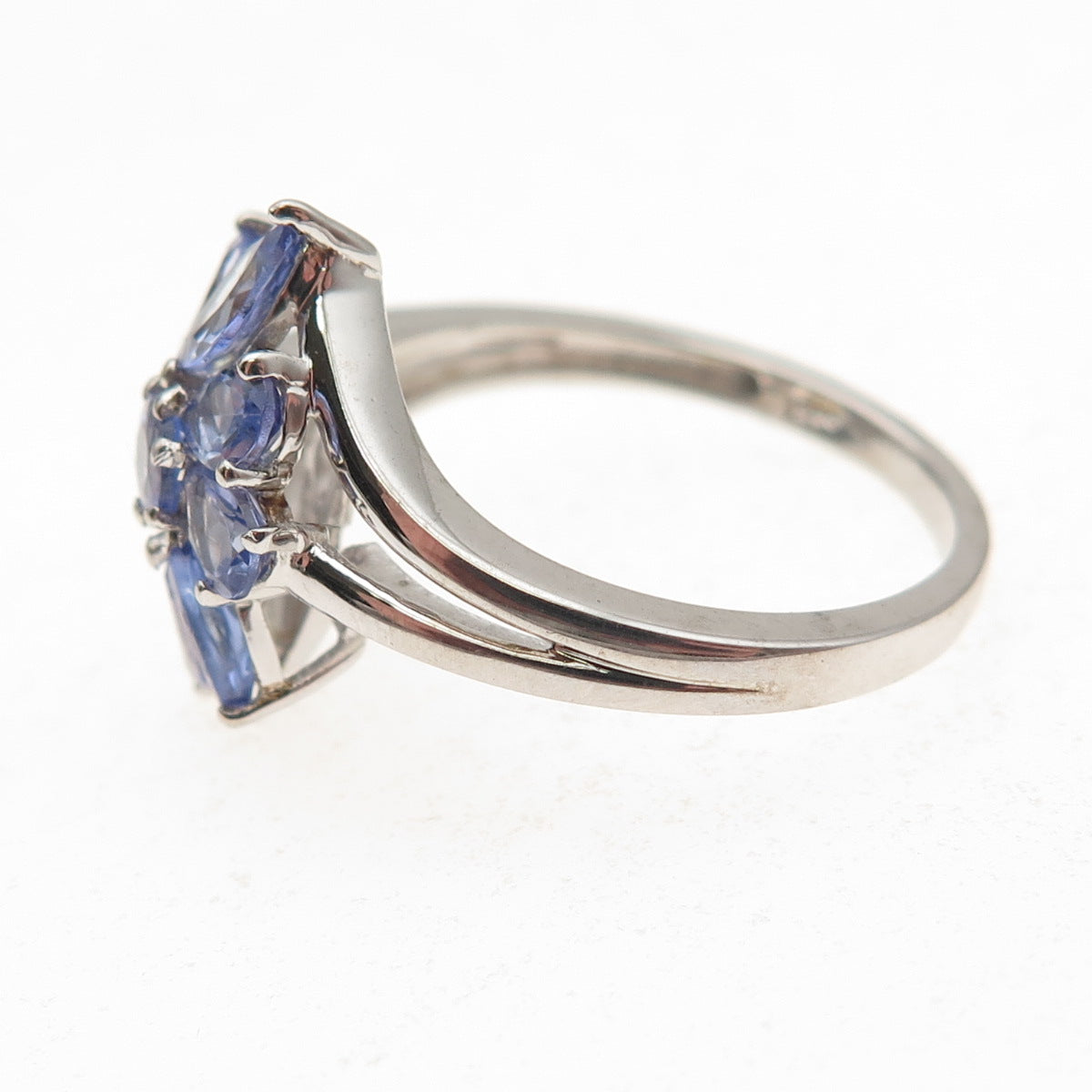 Chuck Clemency 925 Sterling Silver Real Tanzanite Floral Ring Size 8.25