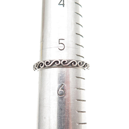925 Sterling Silver Vintage Swirl Oxidized Stackable Band Ring Size 5.5