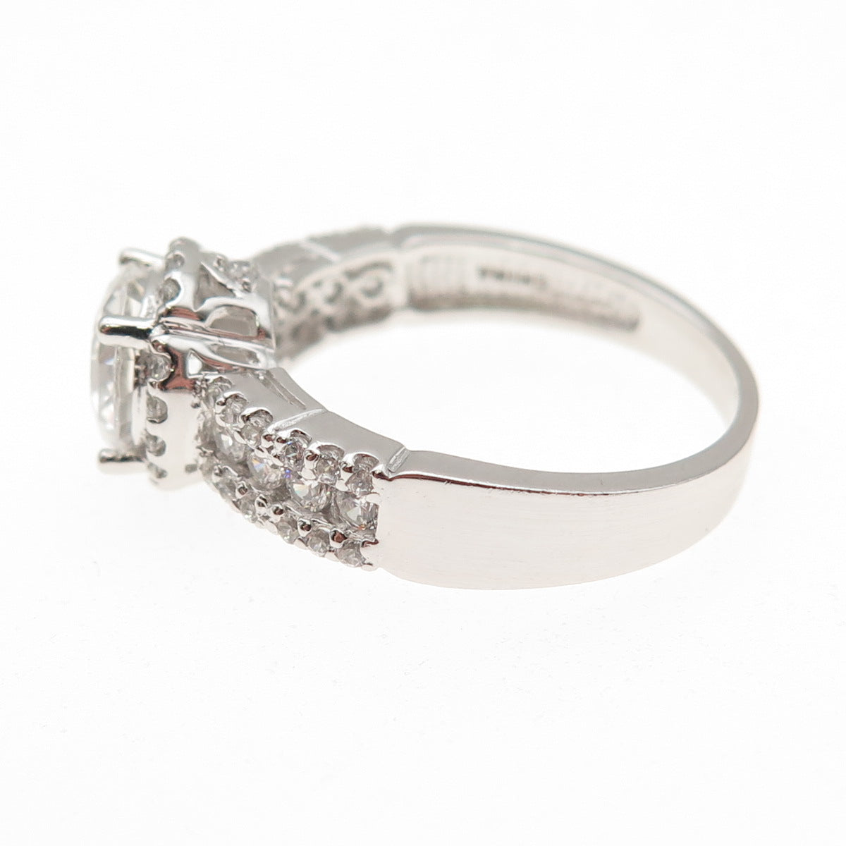 925 Sterling Silver Round-Cut C Z Engagement Ring Size 9