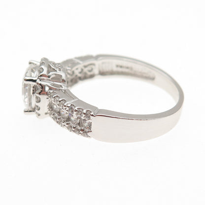 925 Sterling Silver Round-Cut C Z Engagement Ring Size 9