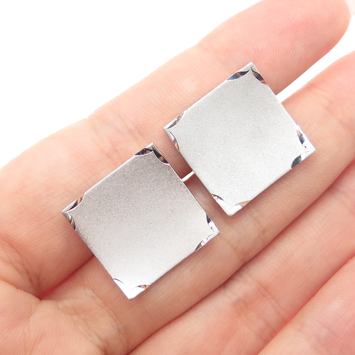925 Sterling Silver Vintage Engraved Modernist Cufflinks
