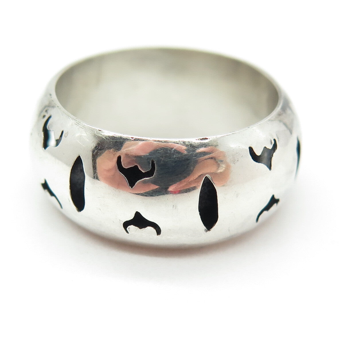 925 Sterling Silver Vintage Buffalo Modernist Shadow Box Band Ring Size 10.75