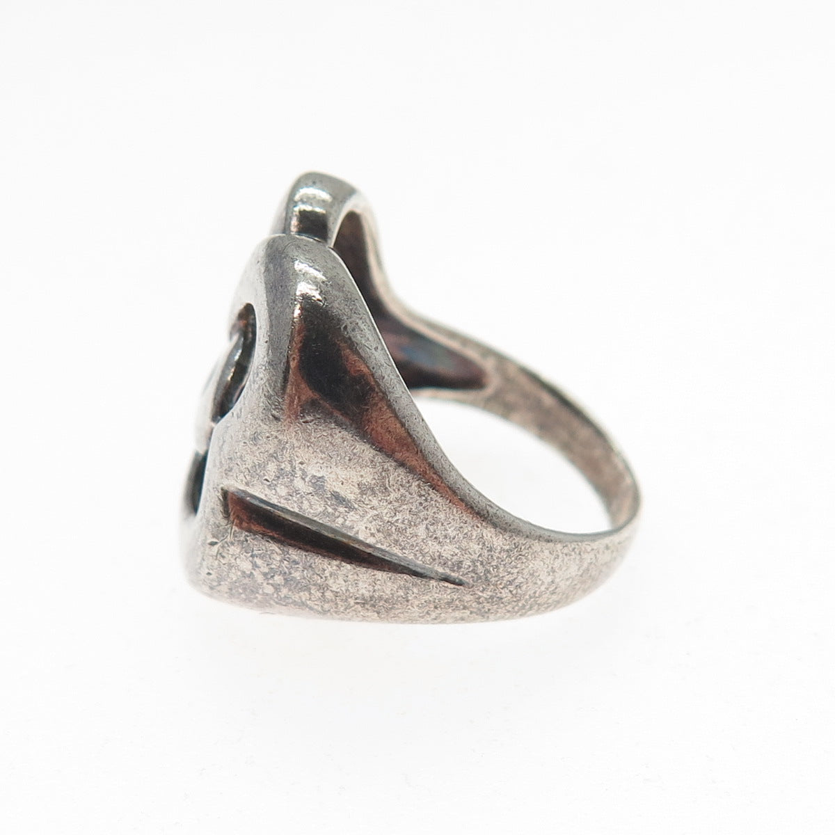 925 Sterling Silver Vintage Interlocked Heart Couple Oxidized Ring Size 6.25