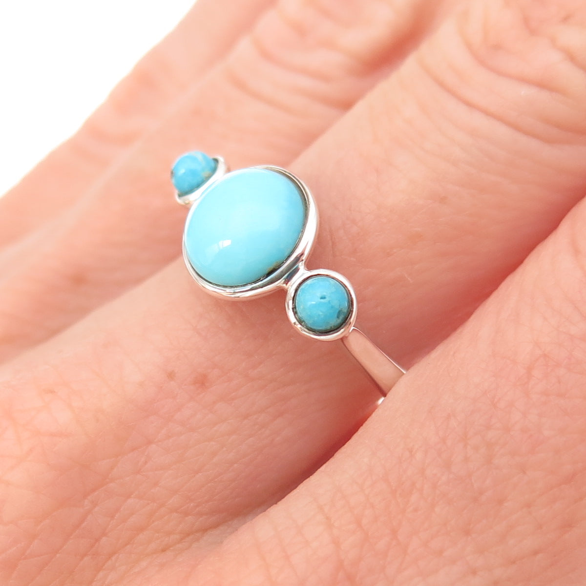 Tehya Oyama 925 Sterling Silver Real Tyrone Turquoise Ring Size 8