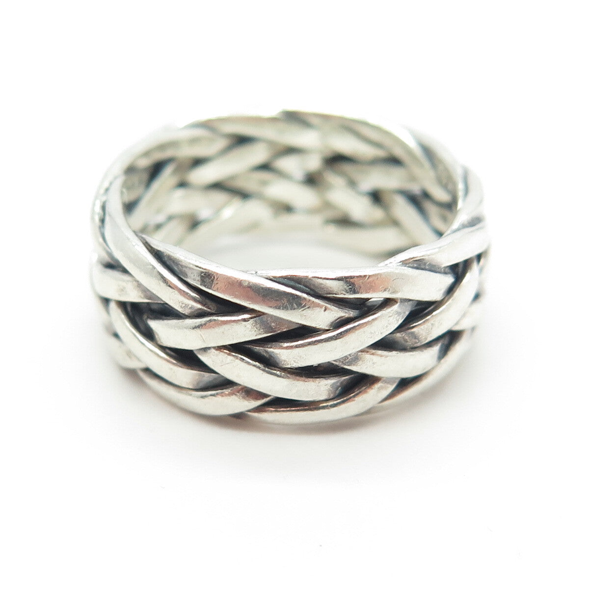 925 Sterling Silver Vintage Woven Band Ring Size 7.75