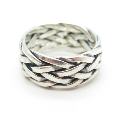 925 Sterling Silver Vintage Woven Band Ring Size 7.75