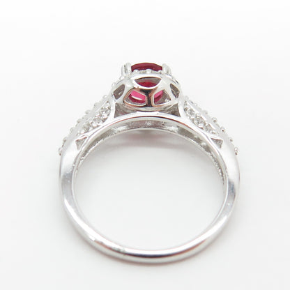 925 Sterling Silver White & Red C Z Ring Size 6