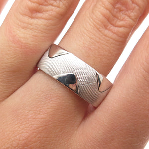 NEOS 925 Sterling Silver Textured Zig Zag Band Ring Size 10.25