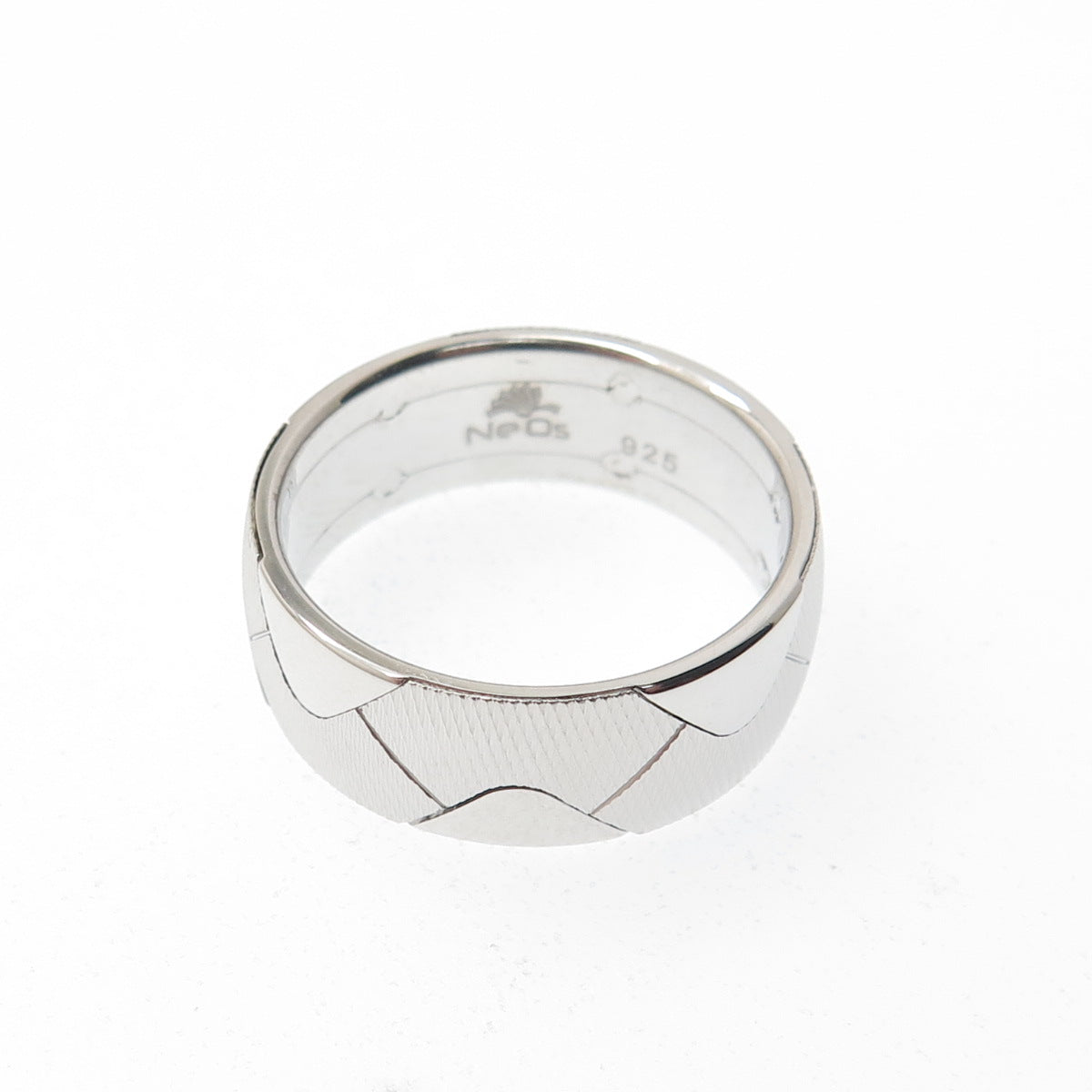 NEOS 925 Sterling Silver Textured Zig Zag Band Ring Size 10.25